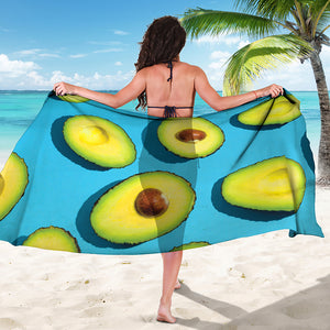 Avocado Cut In Half Print Beach Sarong Wrap