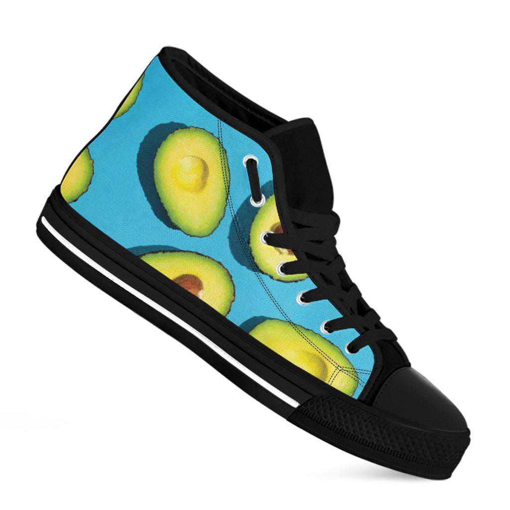 Avocado Cut In Half Print Black High Top Shoes