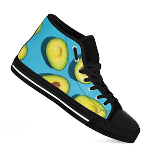 Avocado Cut In Half Print Black High Top Shoes