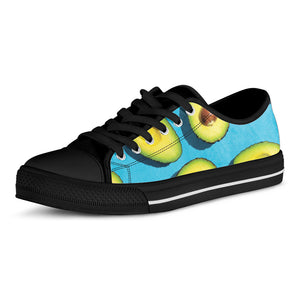 Avocado Cut In Half Print Black Low Top Shoes