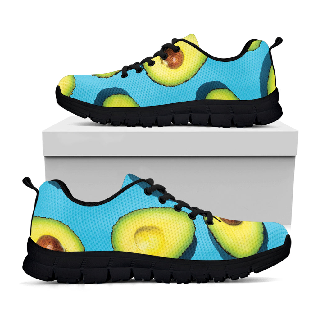 Avocado Cut In Half Print Black Sneakers