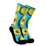 Avocado Cut In Half Print Crew Socks