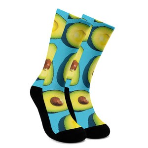 Avocado Cut In Half Print Crew Socks