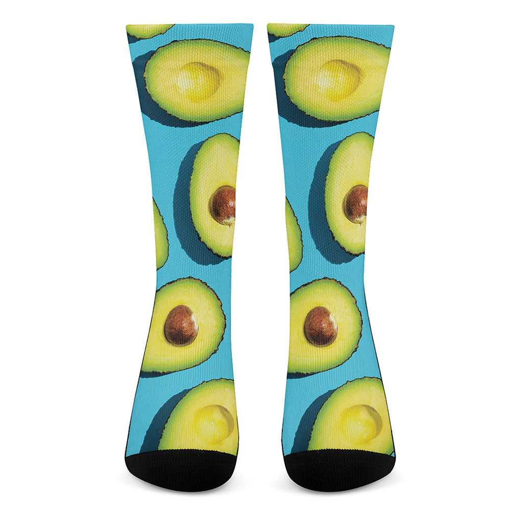 Avocado Cut In Half Print Crew Socks