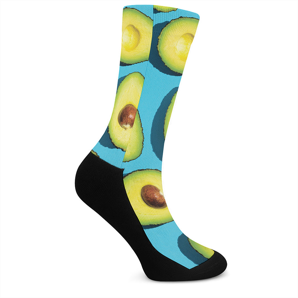 Avocado Cut In Half Print Crew Socks