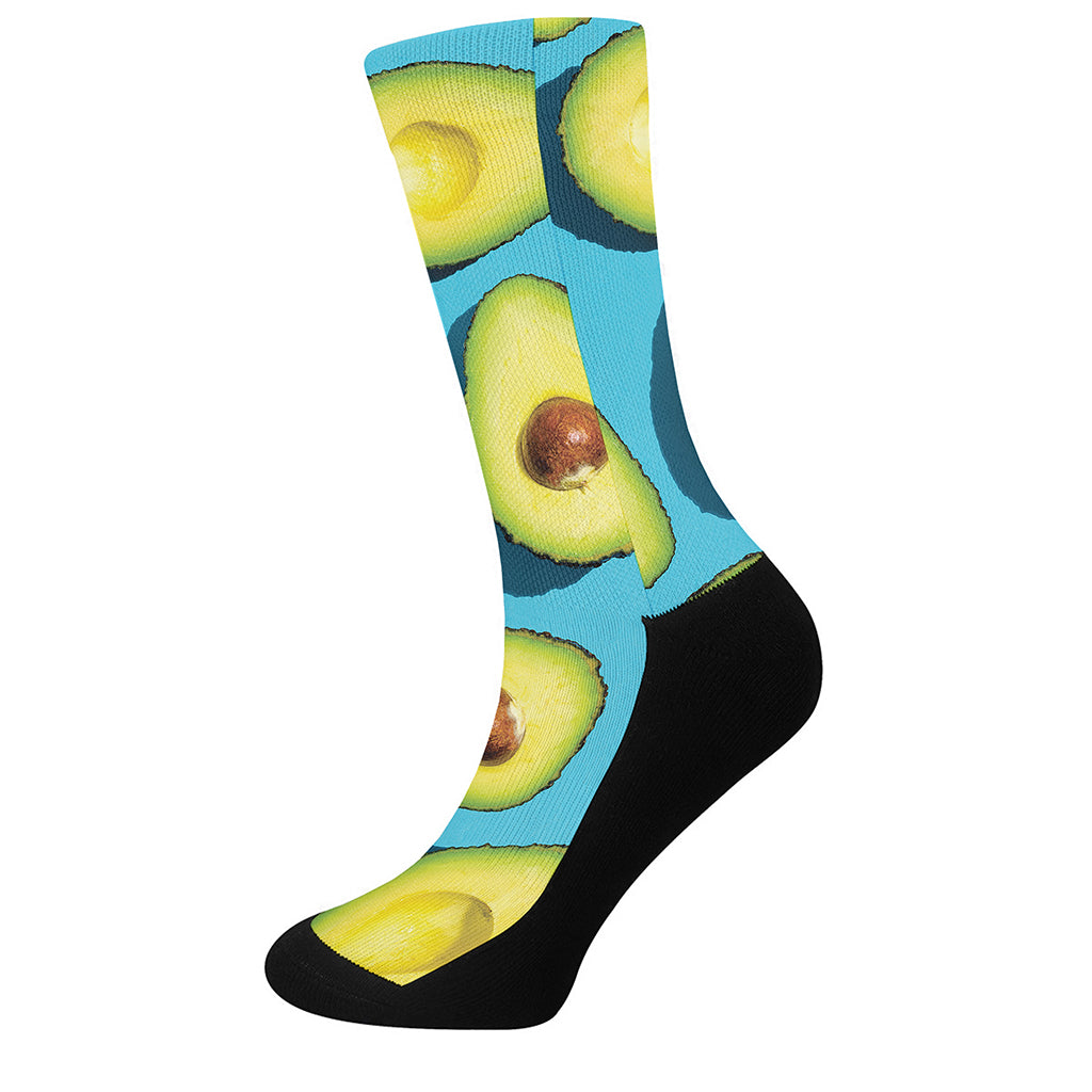 Avocado Cut In Half Print Crew Socks