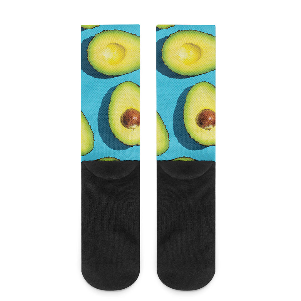 Avocado Cut In Half Print Crew Socks