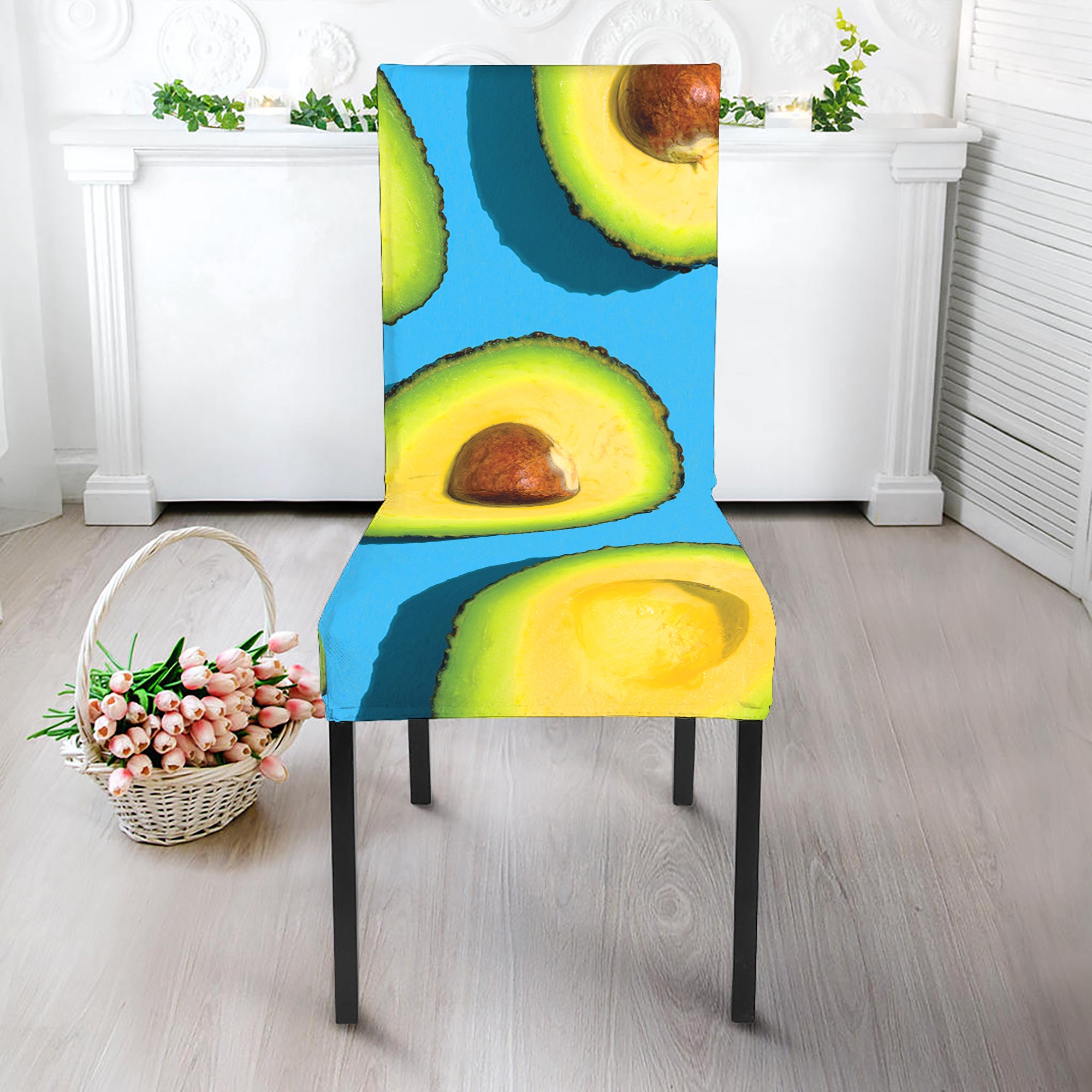 Avocado Cut In Half Print Dining Chair Slipcover