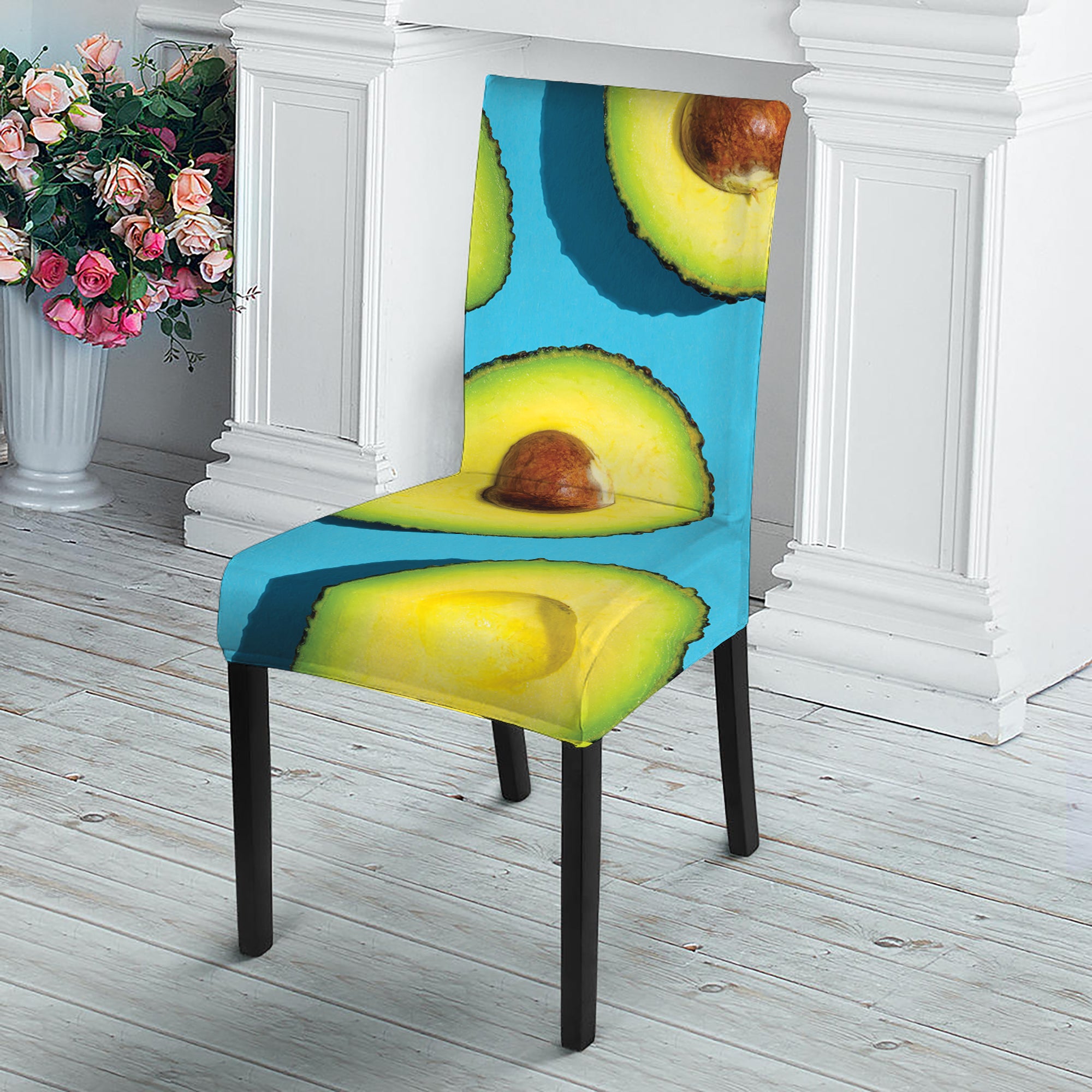 Avocado Cut In Half Print Dining Chair Slipcover