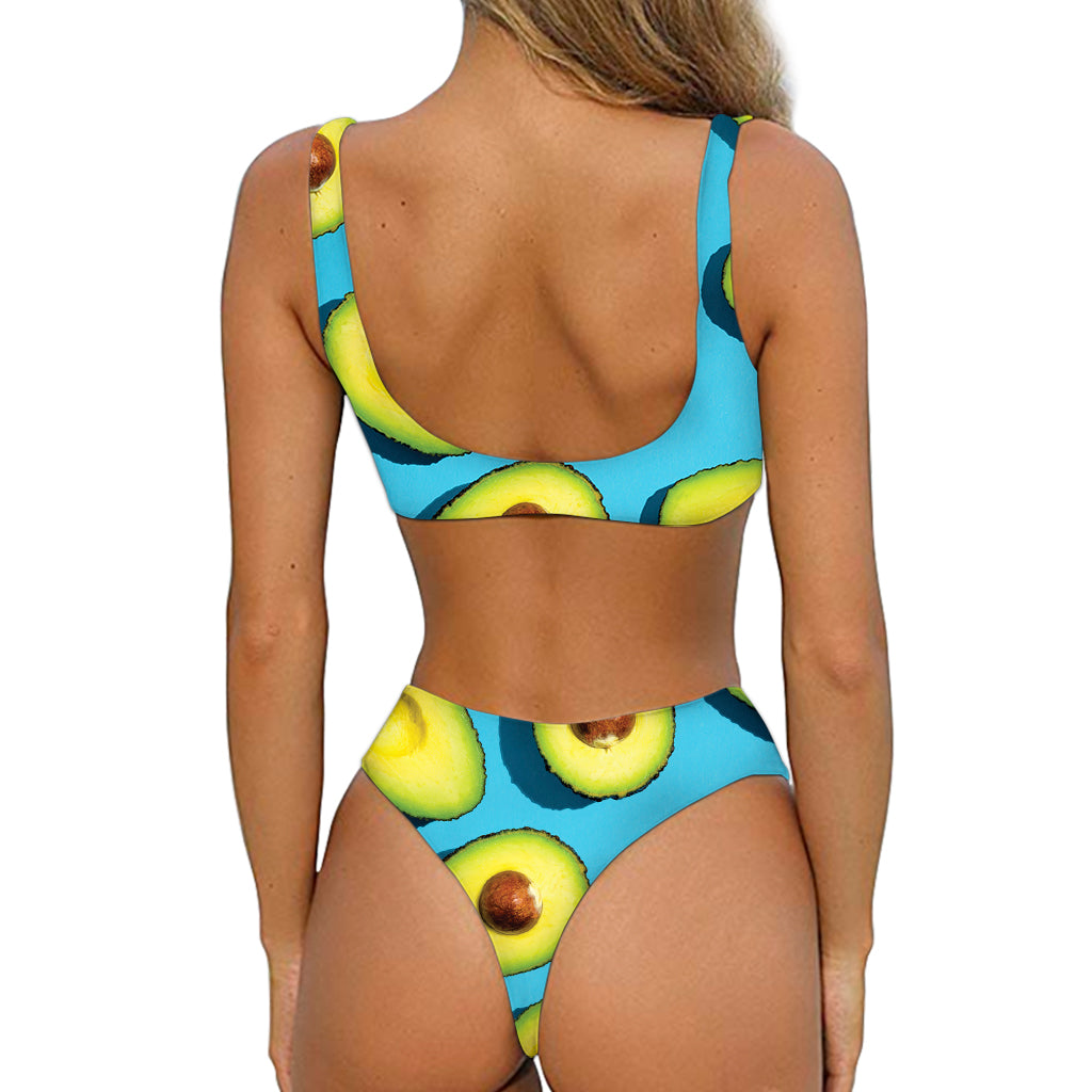 Avocado Cut In Half Print Front Bow Tie Bikini