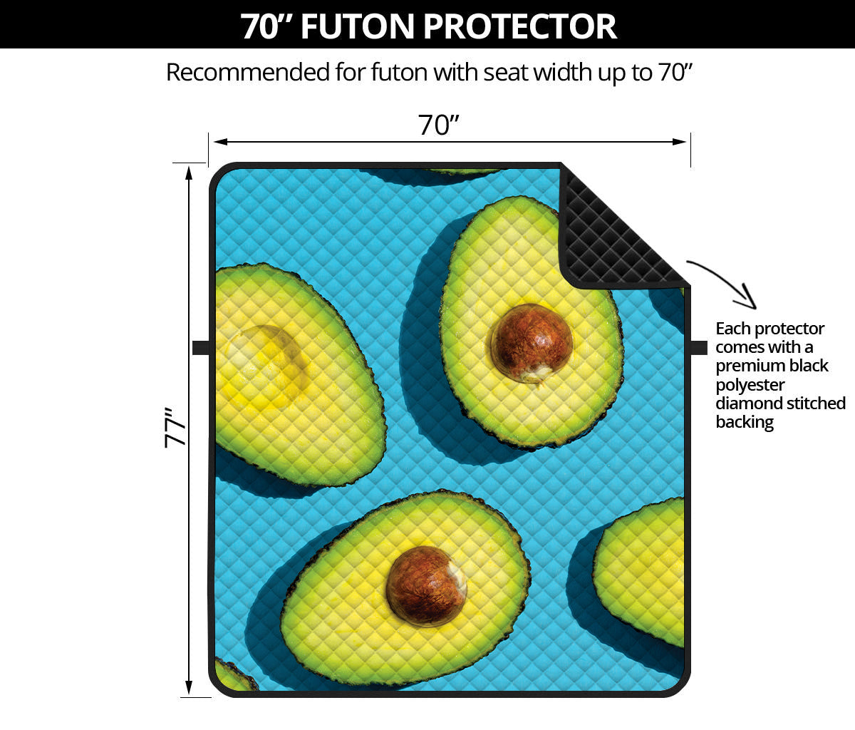 Avocado Cut In Half Print Futon Protector