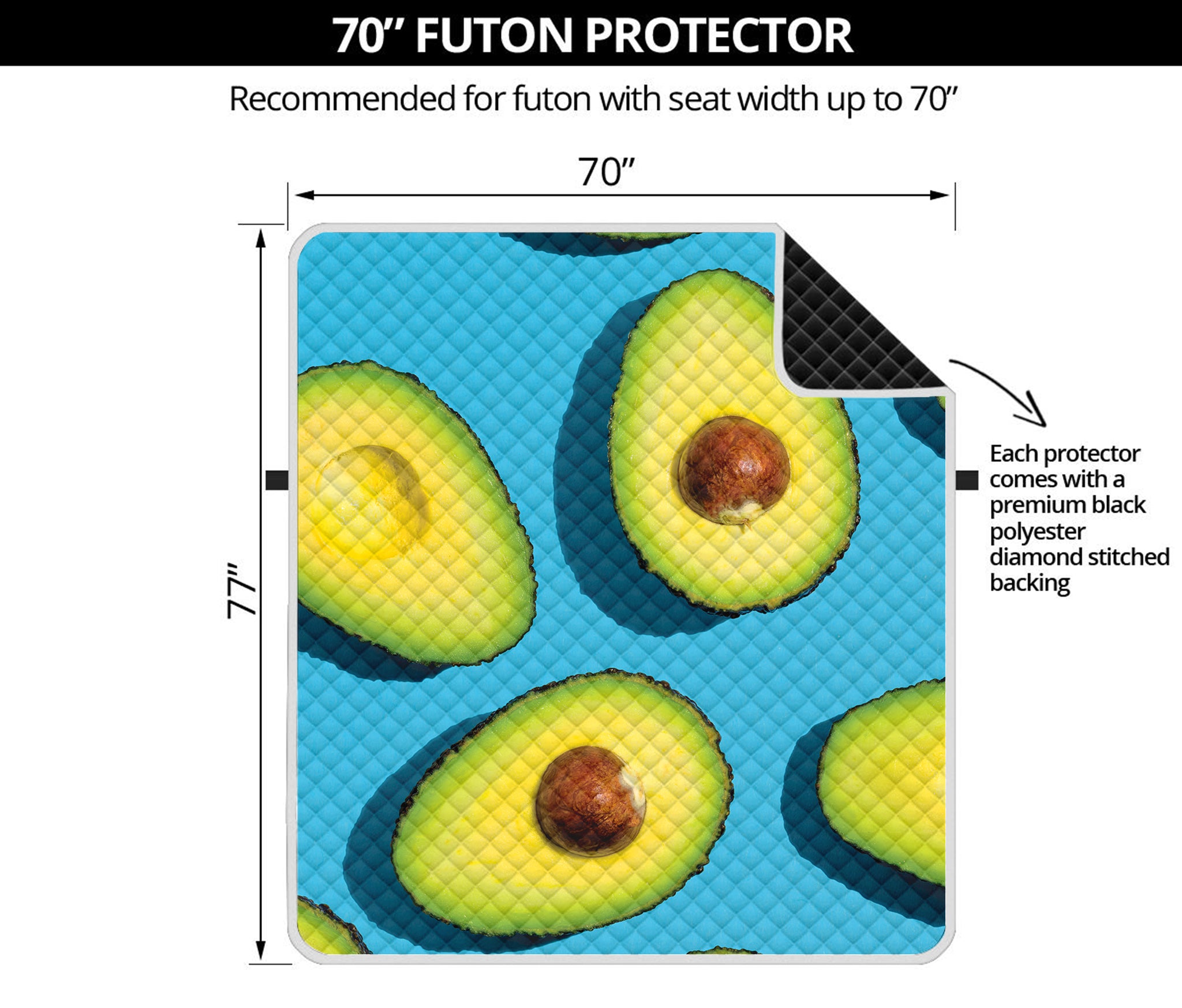 Avocado Cut In Half Print Futon Protector