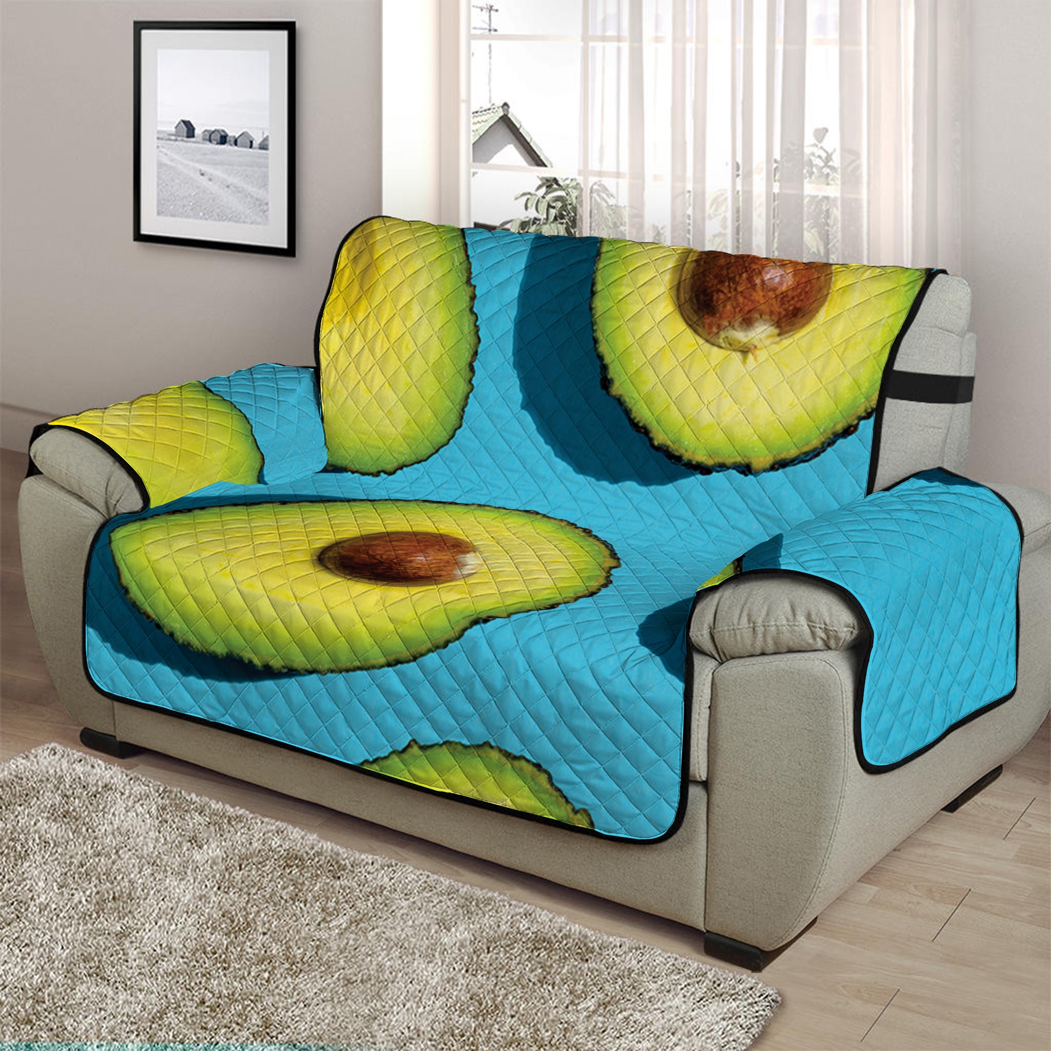 Avocado Cut In Half Print Half Sofa Protector