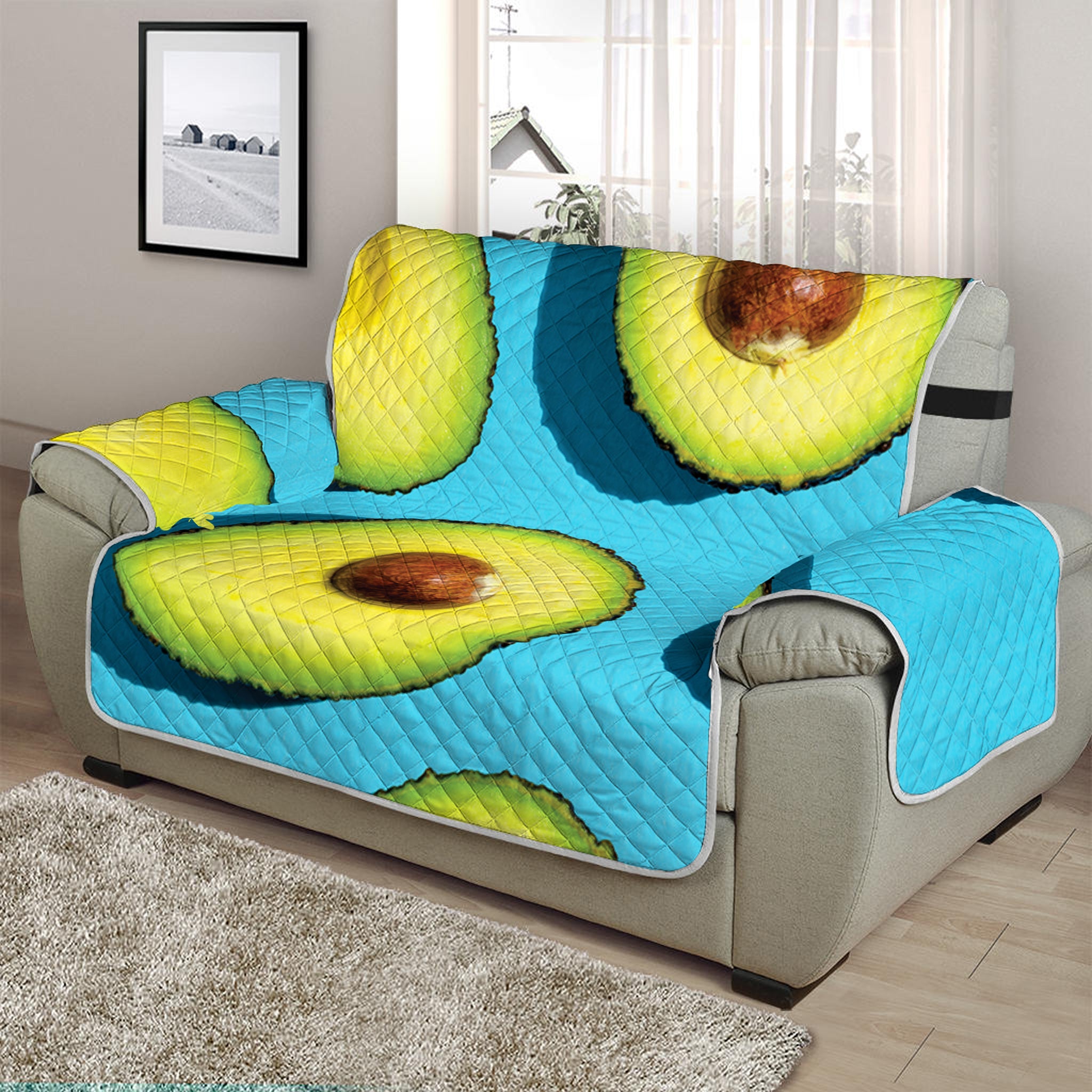 Avocado Cut In Half Print Half Sofa Protector