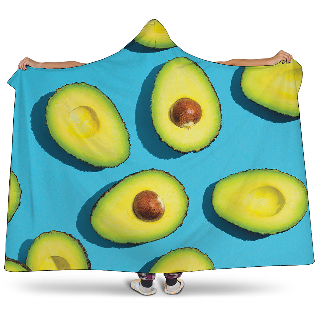 Avocado Cut In Half Print Hooded Blanket