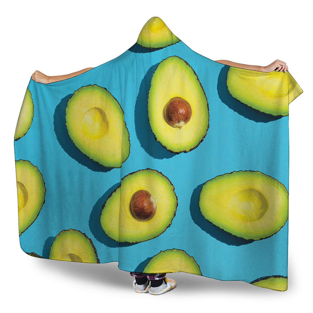 Avocado Cut In Half Print Hooded Blanket