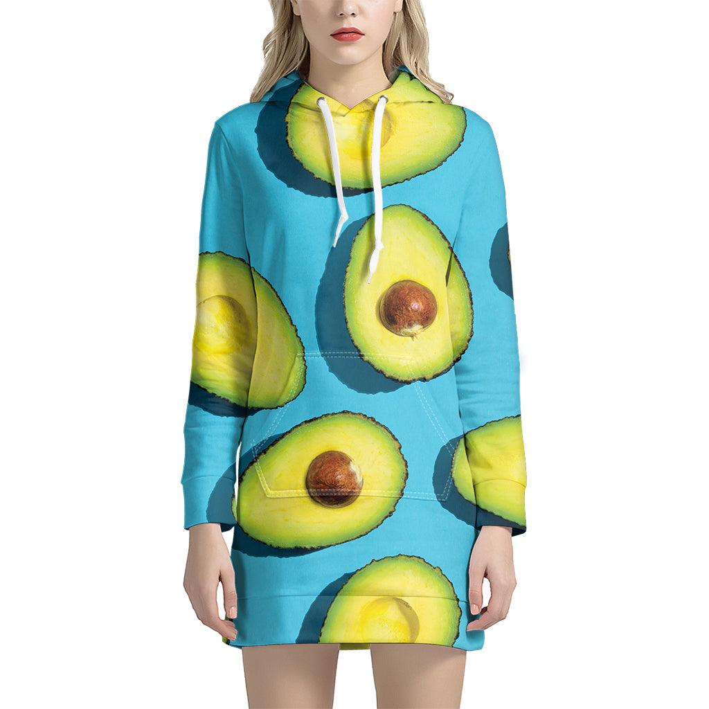 Avocado Cut In Half Print Hoodie Dress