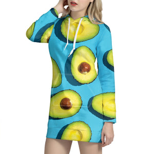 Avocado Cut In Half Print Hoodie Dress