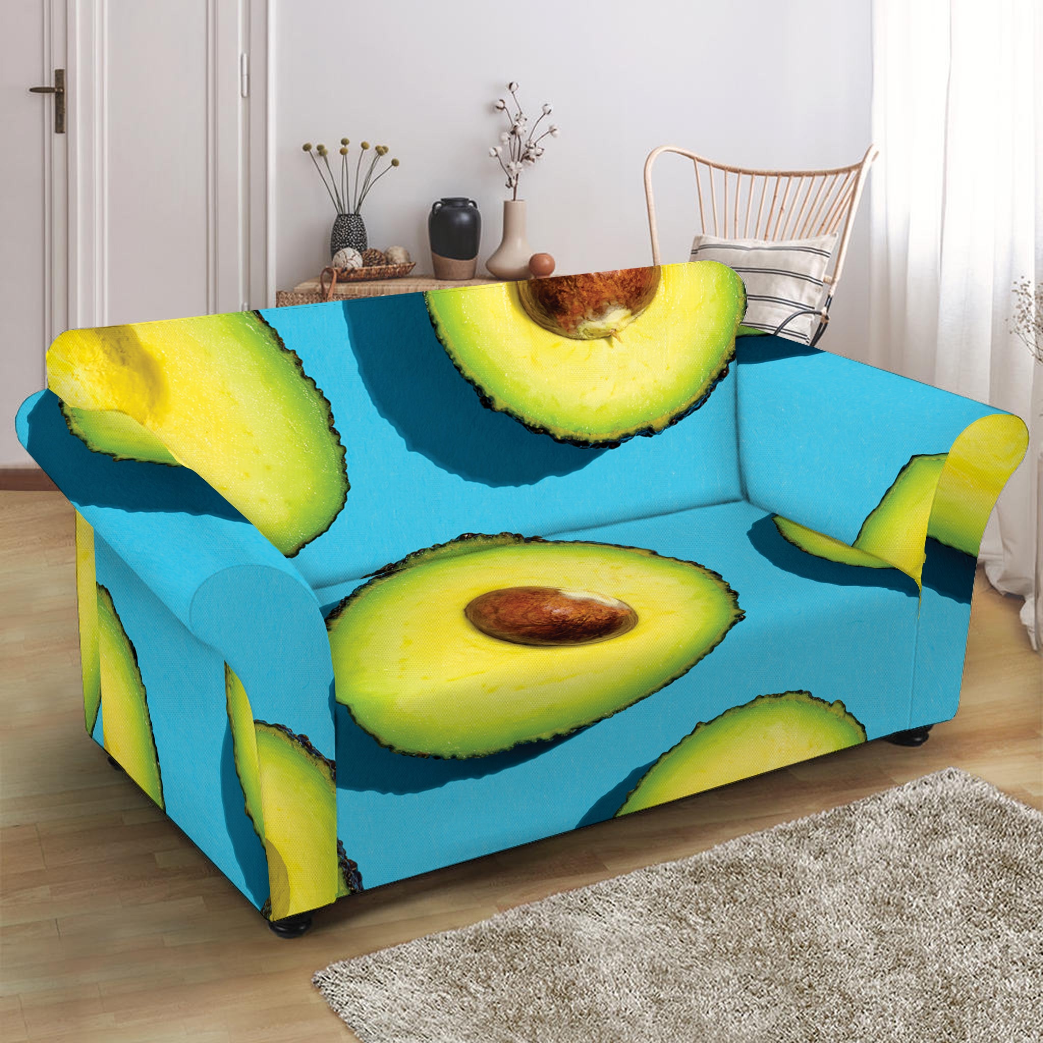 Avocado Cut In Half Print Loveseat Slipcover