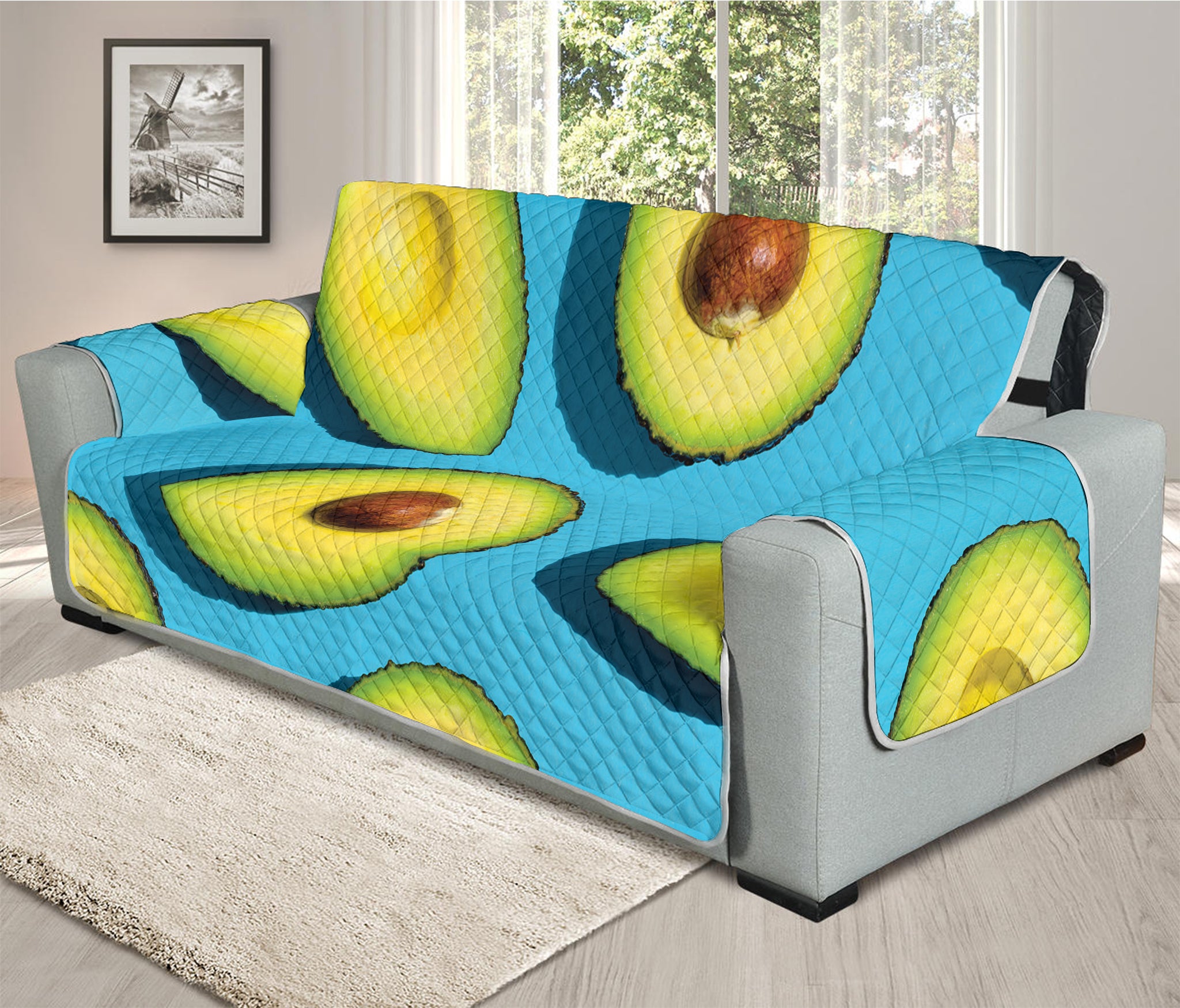 Avocado Cut In Half Print Oversized Sofa Protector