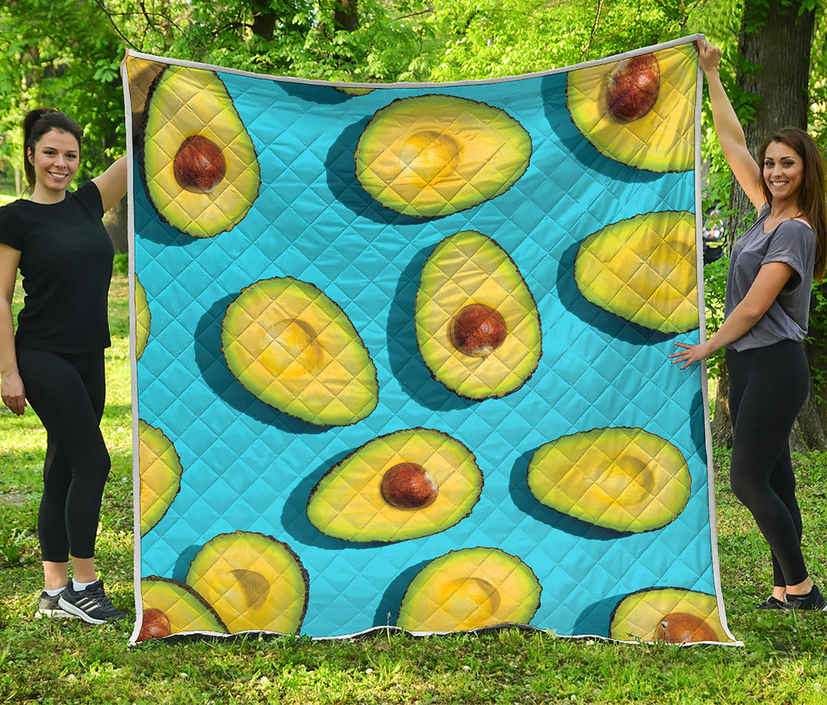 Avocado Cut In Half Print Quilt