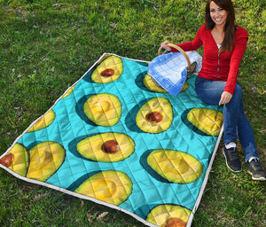 Avocado Cut In Half Print Quilt