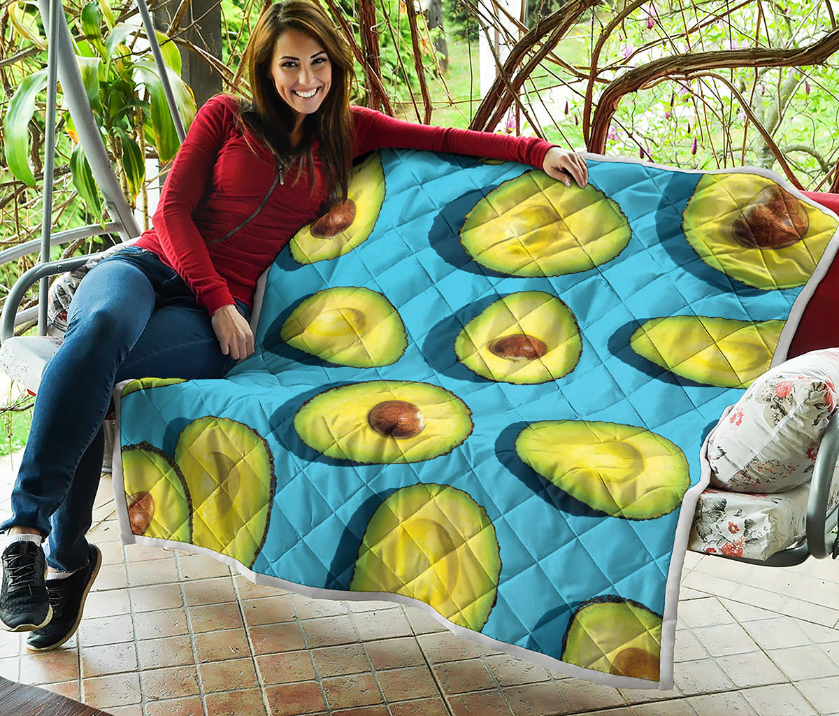 Avocado Cut In Half Print Quilt