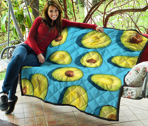 Avocado Cut In Half Print Quilt