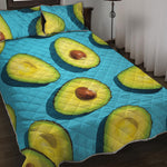 Avocado Cut In Half Print Quilt Bed Set