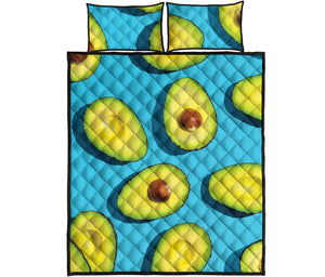 Avocado Cut In Half Print Quilt Bed Set