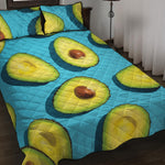 Avocado Cut In Half Print Quilt Bed Set