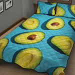 Avocado Cut In Half Print Quilt Bed Set