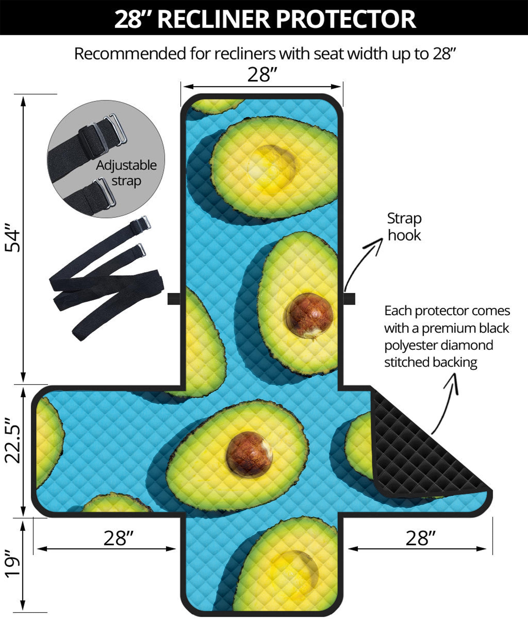 Avocado Cut In Half Print Recliner Protector