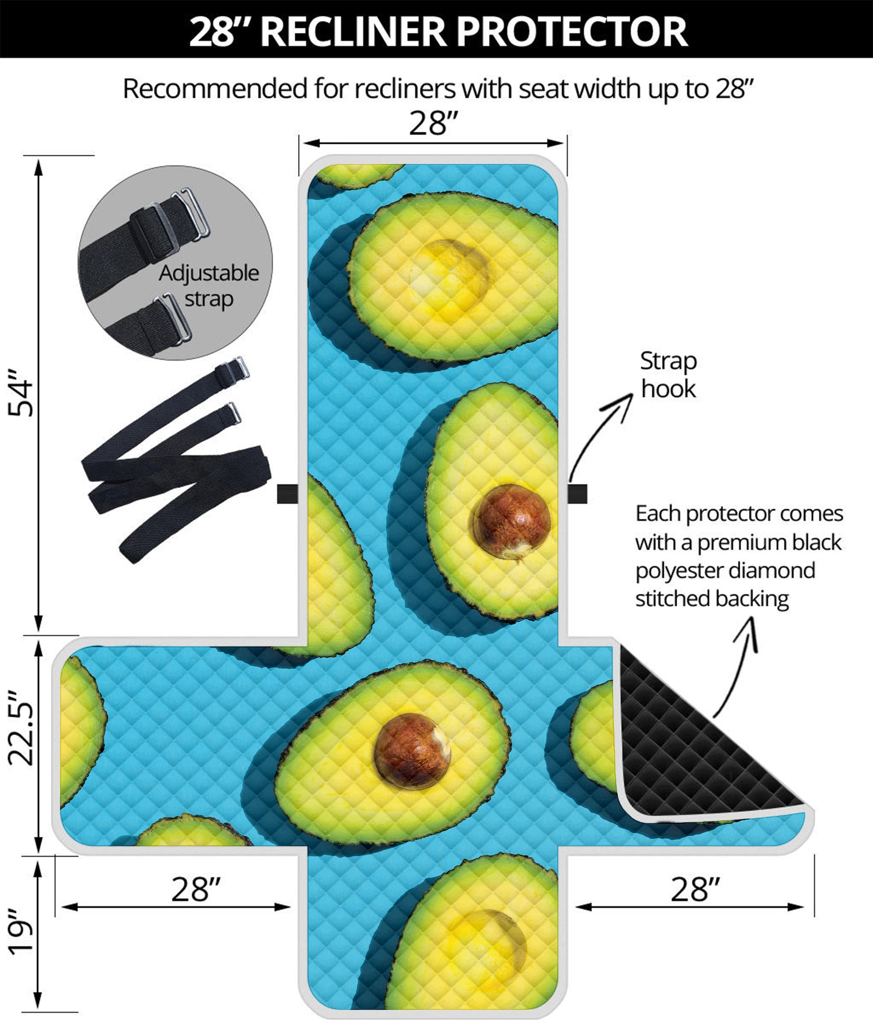 Avocado Cut In Half Print Recliner Protector