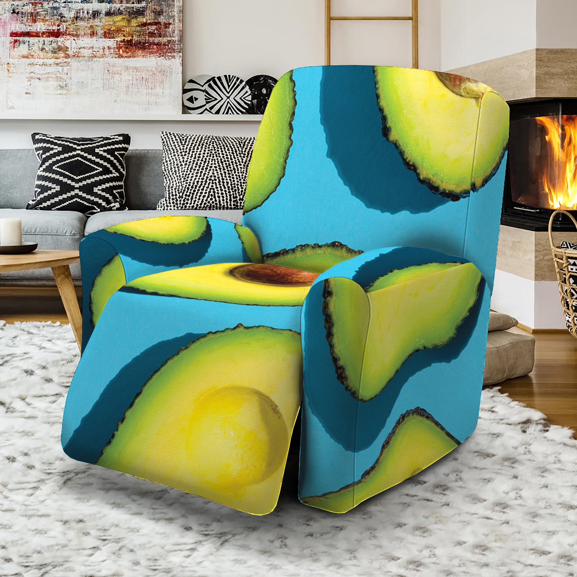 Avocado Cut In Half Print Recliner Slipcover