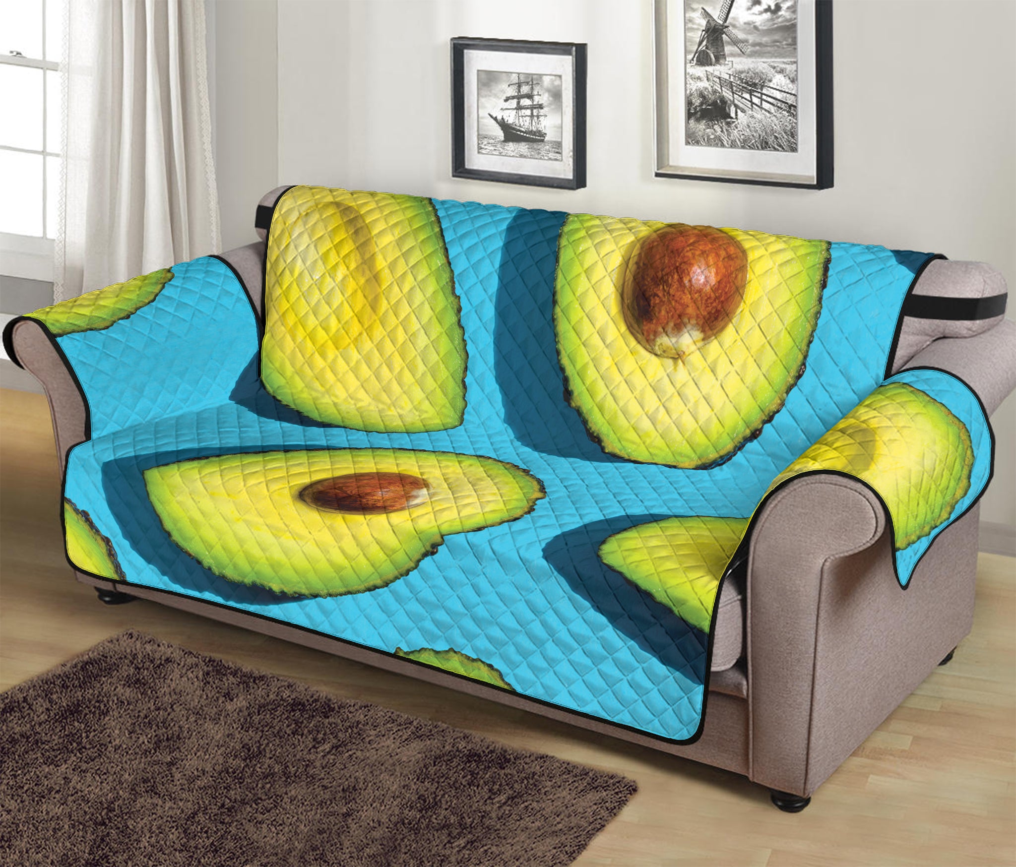 Avocado Cut In Half Print Sofa Protector