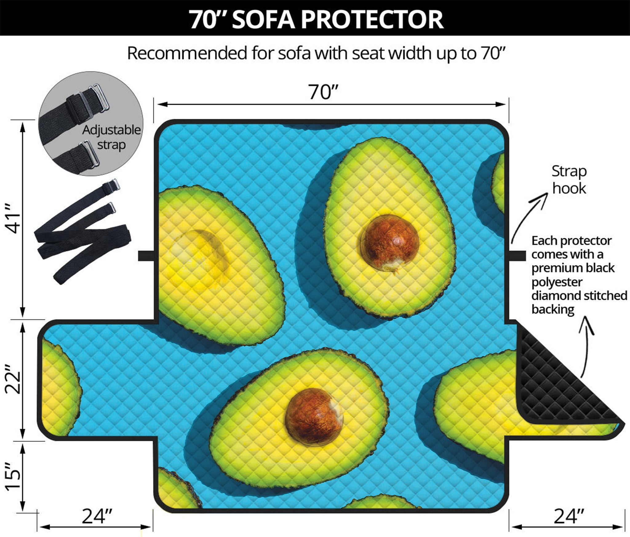 Avocado Cut In Half Print Sofa Protector