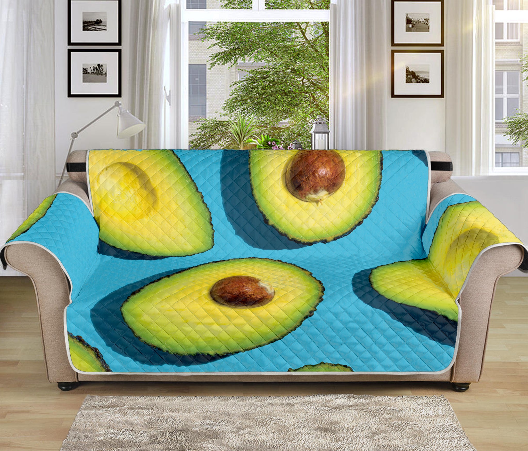 Avocado Cut In Half Print Sofa Protector