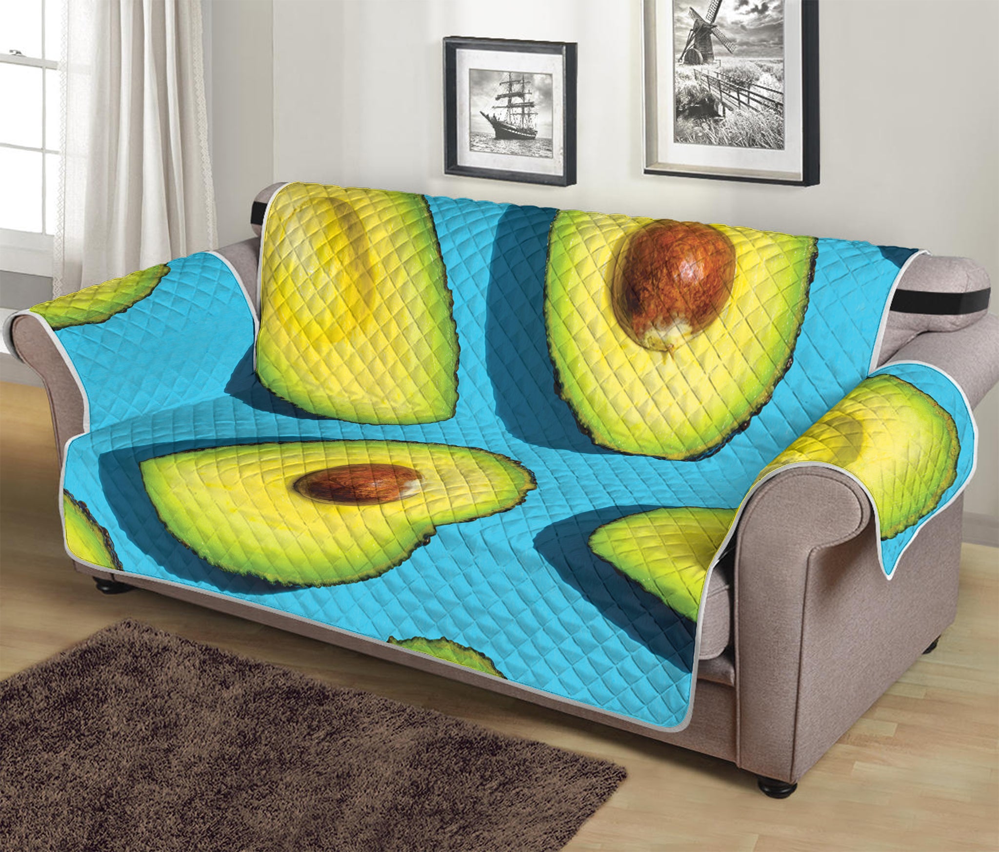 Avocado Cut In Half Print Sofa Protector