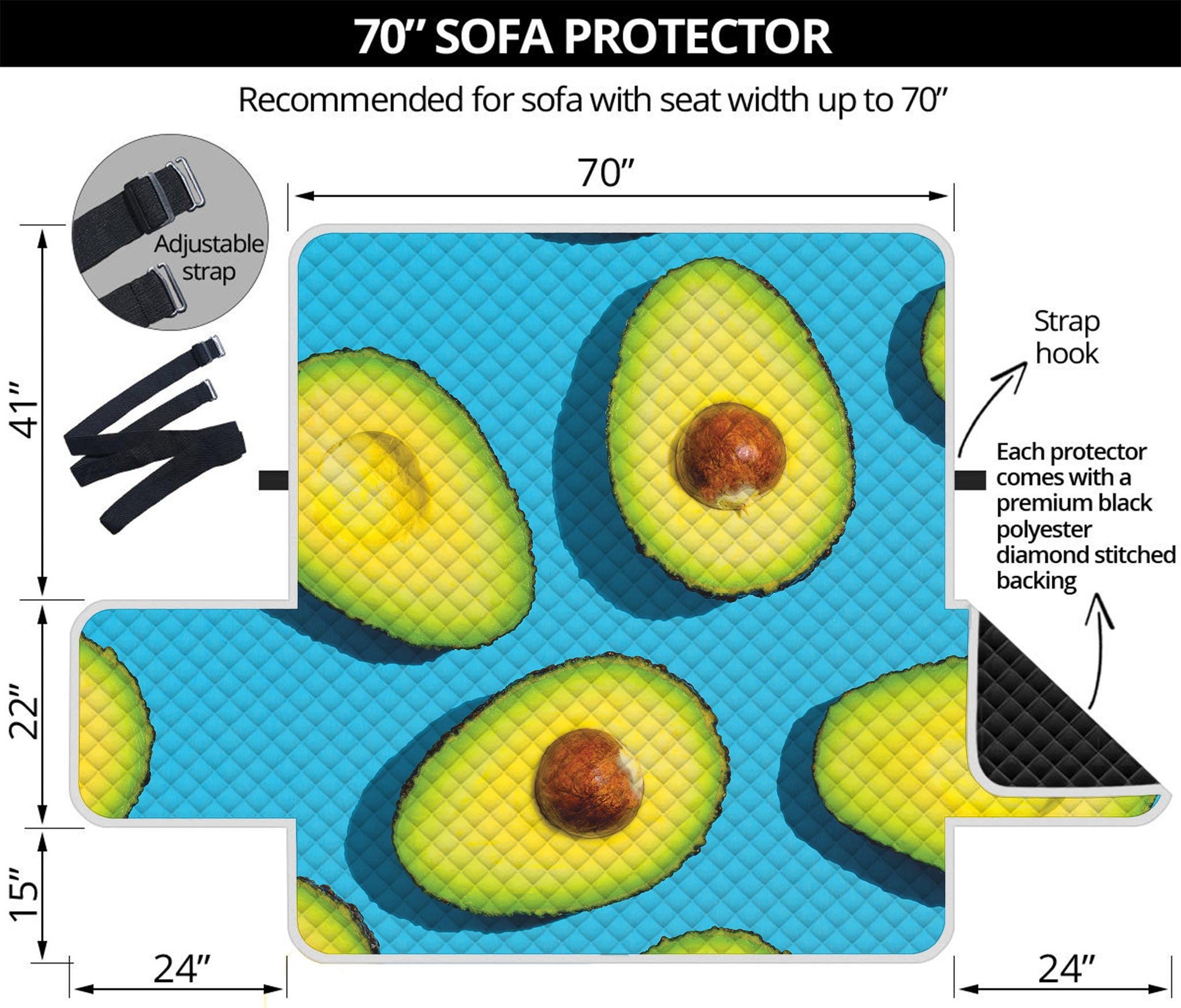 Avocado Cut In Half Print Sofa Protector