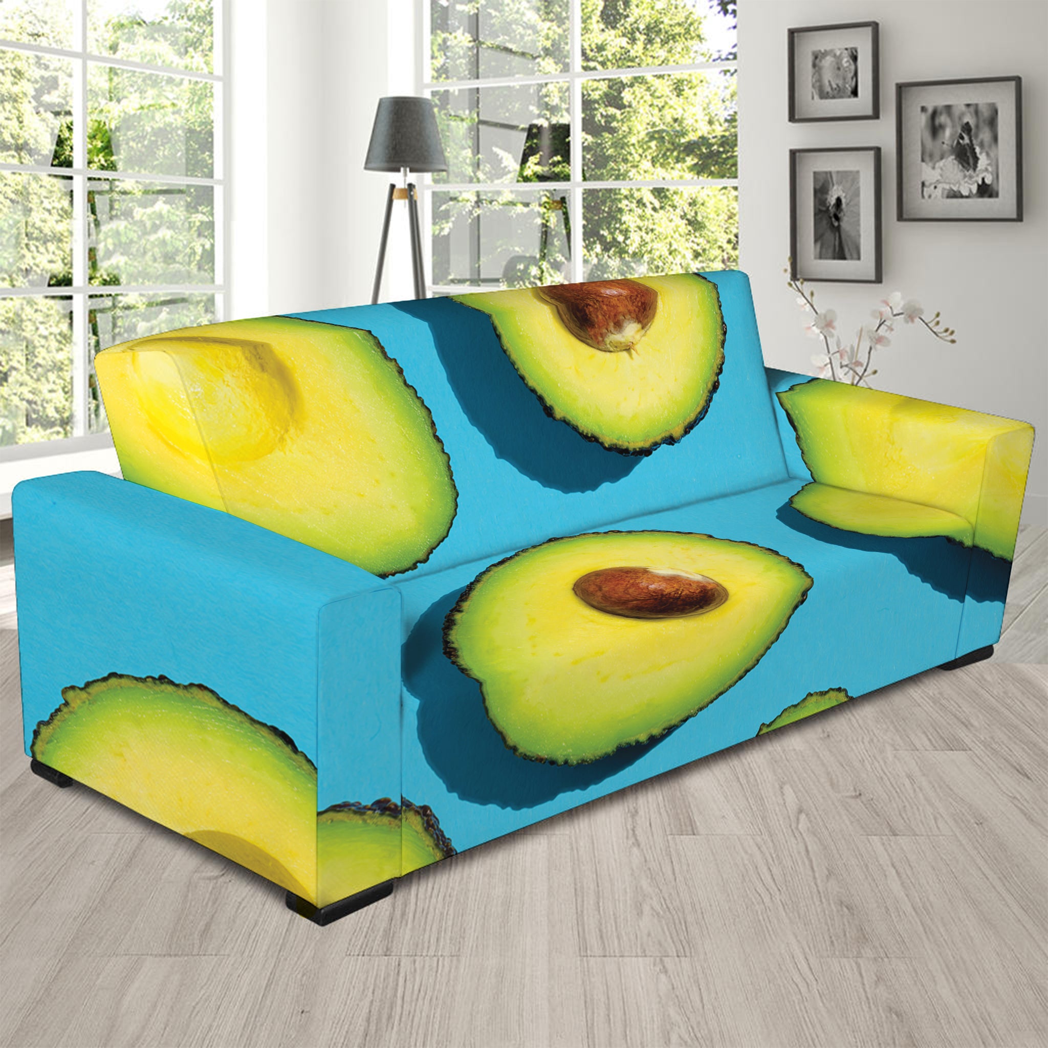 Avocado Cut In Half Print Sofa Slipcover