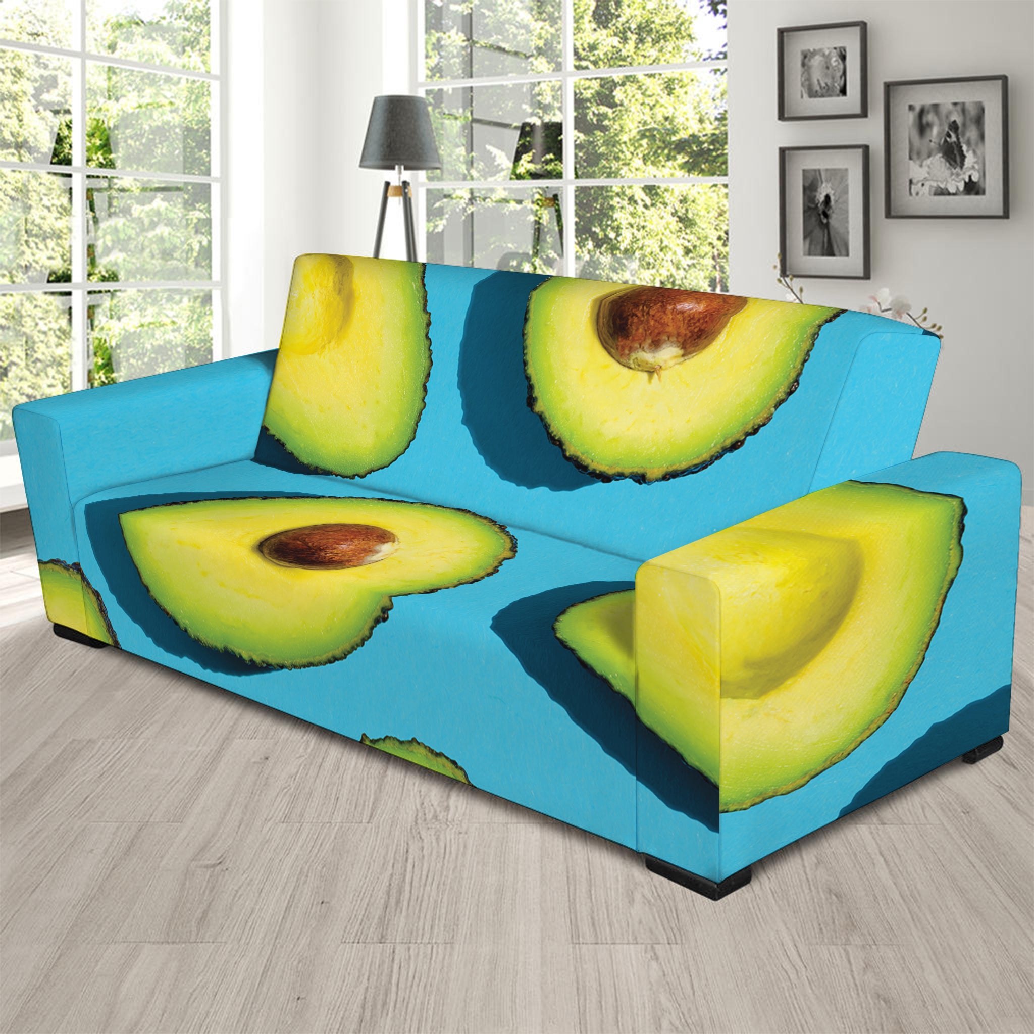 Avocado Cut In Half Print Sofa Slipcover