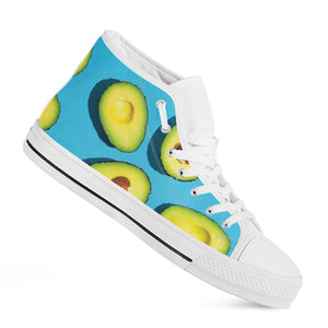 Avocado Cut In Half Print White High Top Shoes