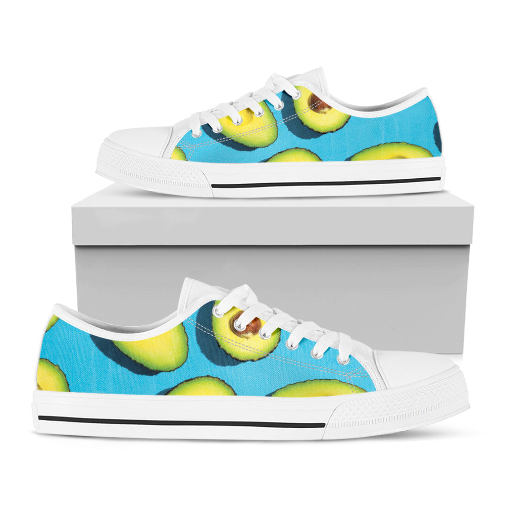 Avocado Cut In Half Print White Low Top Shoes