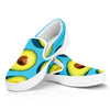 Avocado Cut In Half Print White Slip On Shoes