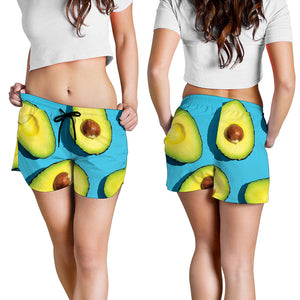 Avocado Cut In Half Print Women's Shorts