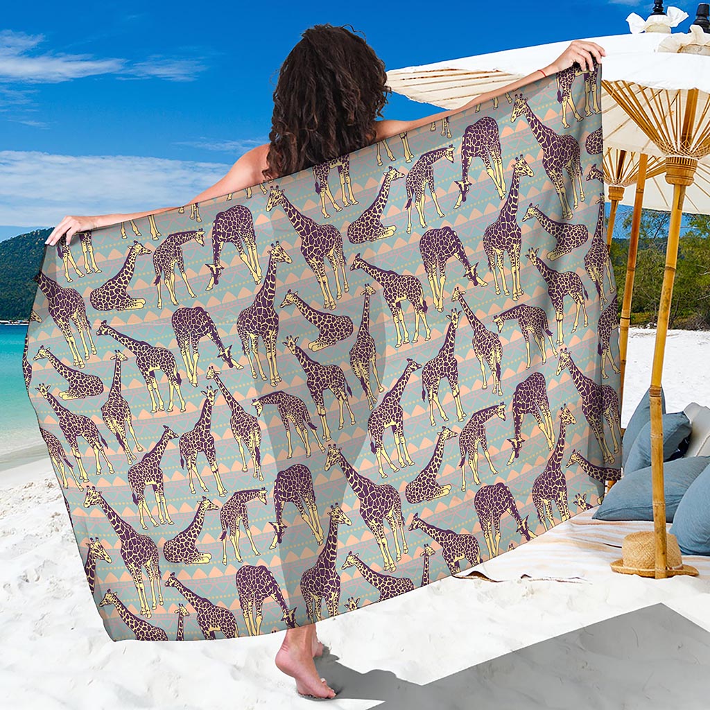 Aztec Giraffe Pattern Print Beach Sarong Wrap