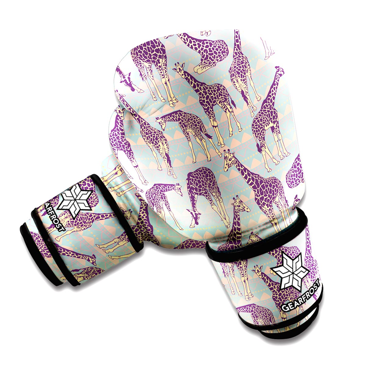 Aztec Giraffe Pattern Print Boxing Gloves