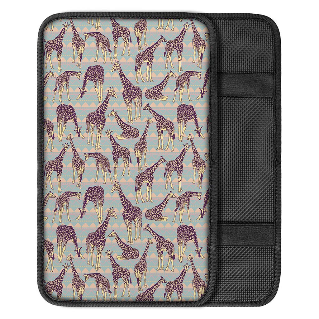 Aztec Giraffe Pattern Print Car Center Console Cover