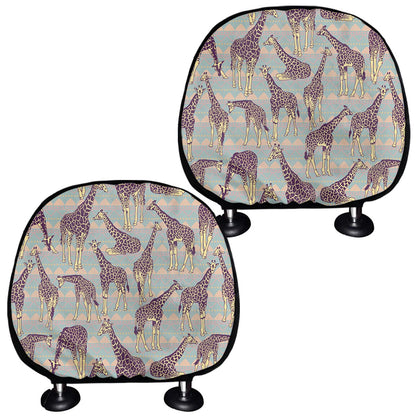 Aztec Giraffe Pattern Print Car Headrest Covers